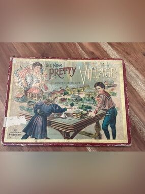 ANTIQUE 1897 “THE NEW PRETTY VILLAGE BOAT HOUSE SET”. Mc Laughlin Bros. New York